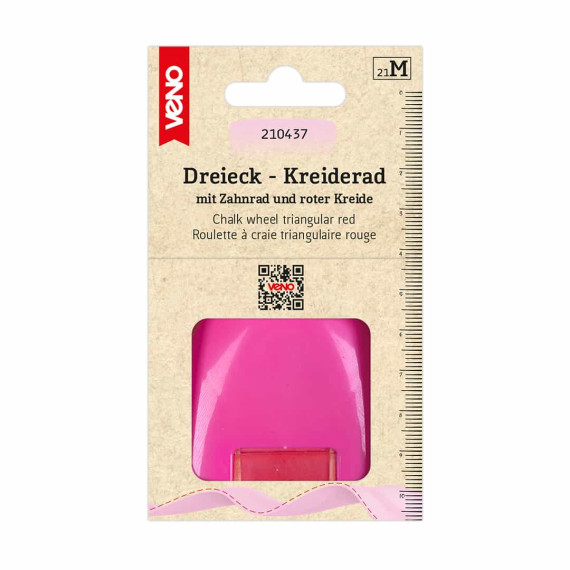 1 Dreieck-Kreiderad - mit Zahnrad & roter Kreide - veno - Rot
