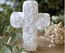 Silikon - Gießform - Kreuz aus Blüten - Blütenkreuz - Deko für Taufe, Hochzeit, Trauerfeier - vielfältig nutzbar