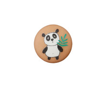 1 Polyesterknopf - Rund - 12mm - Öse - Kinder - Panda - Matt - Hellbraun