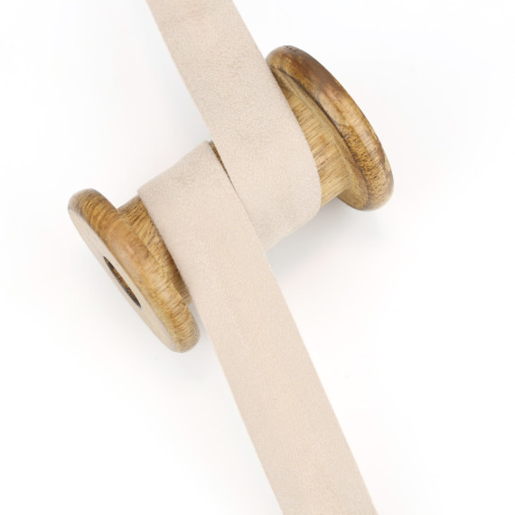 1 Meter Schrägband - Velour - 20mm - Beige