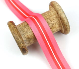 1 Meter Zierband - Dekoband - 25 mm - 2 Streifen - Lachsrosa
