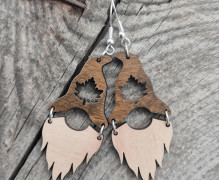 1 Paar Ohrringe Holz - Gnom - leicht - Herbst - Zipfelmütze - Blatt - Namensklang