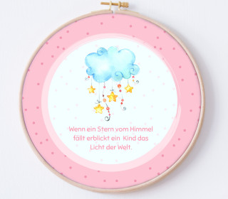 DIY Stickrahmen - Wenn ein Stern vom Himmel fällt - Rosa - Stickrahmen Bild - zum Selbermachen