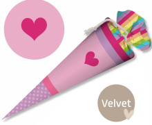DIY-Nähset Schultüte - GESCHWISTERTÜTE - Pink Herz - Velvet - abby and amy