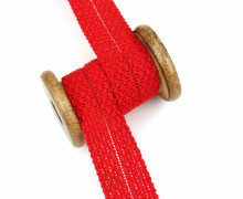 1 Meter Einfassband - Einfasstresse - Wolltresse - 32mm - Uni - Rot