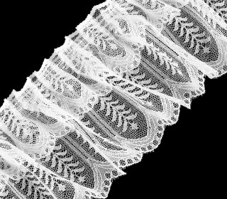 1m Geraffte Nylonspitze - Rüsche - Elastisch - 8,5cm - Weiß