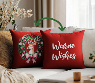 Genähtes Kissen inkl. Inlet - Ho Ho Ho - Warm Wishes - Dunkelgrün/Dunkelrot - Mein Hanseherz