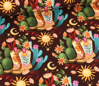 Bio-Sommersweat - French Terry - Cowgirls - Western Fairy Tales - Rotbraun - Hamburger Liebe