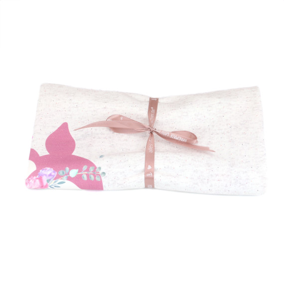 0,55m Zuschnitt - Sommersweat -  Vintage BlumenKitz - Paneel - Offwhite Meliert - Bio Qualität - NIKIKO