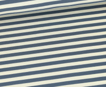 Sommersweat - Leicht Angeraut - Yarn Dyed Stripes - 10mm - Warmweiß/Taubenblau