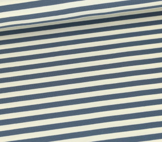 Sommersweat - Leicht Angeraut - Yarn Dyed Stripes - 10mm - Warmweiß/Taubenblau
