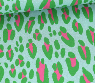 Bio-Jacquard - 3 Farb Spezial Jacquard Jersey - Safari - Easygoing - Pastellmint/Grün/Fuchsia - Hamburger Liebe