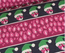 Bio-Jacquard - 6 Farb Spezial Jacquard Jersey - Nordic Leo - Wild XMas 2025 - Beere - Hamburger Liebe