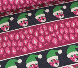 Bio-Jacquard - 6 Farb Spezial Jacquard Jersey - Nordic Leo - Wild XMas 2025 - Beere - Hamburger Liebe