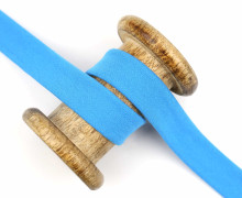 1 Meter elastisches Schrägband - 20mm - Jersey - Cyanblau