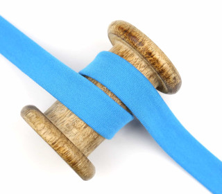 1 Meter elastisches Schrägband - 20mm - Jersey - Cyanblau