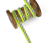 1 Meter Paspelband - 10mm - Reflex - Streifen - Neongelb