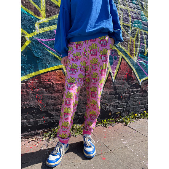 Bio-Sommersweat - French Terry - OMG Fries - Classics - Rosa - Hamburger Liebe