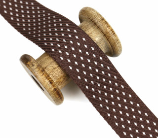 1m Gurtband - Deco - Kleine Rauten - 38mm - Dunkelbraun/Weiß