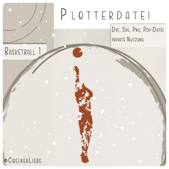 Plotterdatei Basketball Spieler 1, Dynamischer Wurf im modernen Grunge-Stil