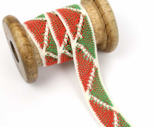 1 Meter Spitzenband - Baumwolle - Ibiza - Grün/Rotbraun