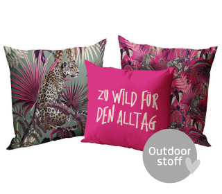 Kissenstoff - DIY - Kissen-Set - Zu Wild für den Alltag - Pink - Outdoorstoff - abby and amy