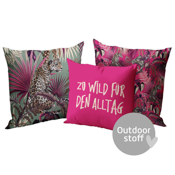 Kissenstoff - DIY - Kissen-Set - Zu Wild für den Alltag - Pink - Outdoorstoff - abby and amy