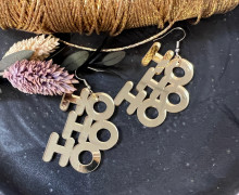 1 Paar Spiegel Ohrringe - HoHoHo - Gold - Winter - Weihnachten - Schriftzug - super leicht - Statement Ohrringe - Namensklang