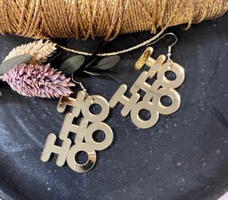1 Paar Spiegel Ohrringe - HoHoHo - Gold - Winter - Weihnachten - Schriftzug - super leicht - Statement Ohrringe - Namensklang