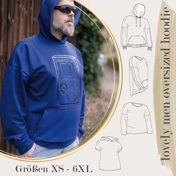lovely men oversized hoodie XS 6XL Schnittmuster Herrenpullover Kapuzenpullover Shirt Mannerhoodie Nahanleitung Nahen Herrenschnitt