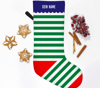 DIY-Nähset - Nikolaussocke - Softshell - Streifen - Grün/Weiß - anlukaa