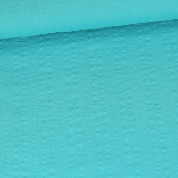 Seersucker - Baumwolle - Streifen - Uni - Türkis