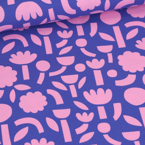 Bio Jersey - JENNIFER BOURON - Tetris Flowers - Royalblau
