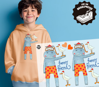 Onkel Bo's Bügelbilder - DIN A4 - Funny Friend - Nilpferd - ela ideen - BIG