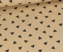 Half Panama Premium -  Baumwolle - Leinenoptik - Schwarze Dreiecke - Beige