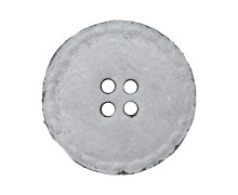 1 Lederknopf - Rund - Abgesetzter Rand - 18mm - 4-Loch - Recycelt - Uni - Hellgrau