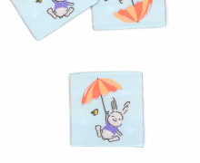 1 Label - Happy Bunny - Rosa - Pastellblau
