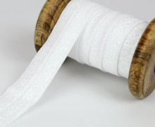 1m Faltgummi - elastisch - Glitzer - Faltband - 20mm - Weiß Perlmutt