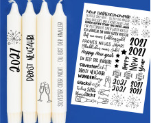 DIN A4 - Tattoofolie - Silvester - Prost Neujahr - für Kerzen / Keramik - Weihnachten