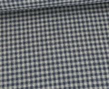 Leichter Flanell - Kleines Karomuster - Hellgrau/Stahlblau
