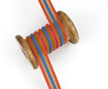 1m Borte - Zierborte - Flechtoptik - 16mm - Rostorange/Jeansblau