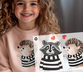 Onkel Bo's Bügelbilder - DIN A4 - fröhliche Tierfreunde - Waschbär/Igel - BIG - ela ideen