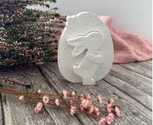 Silikon - Gießform - Osterhasen mit Osterei - Silhouette - guckt nacht rechts - multifunktional - vielfältig nutzbar