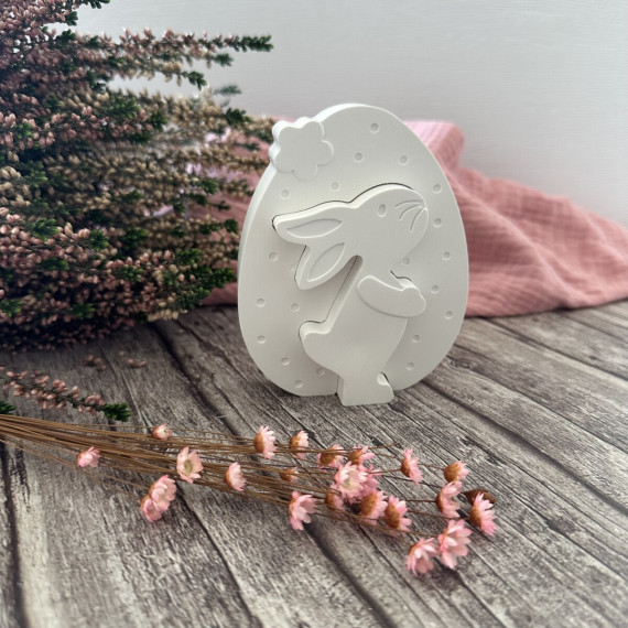 Silikon - Gießform - Osterhasen mit Osterei - Silhouette - guckt nacht rechts - multifunktional - vielfältig nutzbar