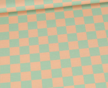 Jersey - Grid-Style - Karomuster - Mint/Hellorange - Bio-Qualität - abby and me