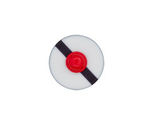 1 Polyesterknopf - Rund - 18mm - Öse - Streifen - Erhabener Roter Punkt - Weiß