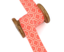 1 Meter Weiches Gurtband  - 30mm - Rauten - Neonorange