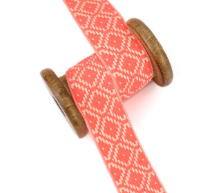 1 Meter Weiches Gurtband  - 30mm - Rauten - Neonorange