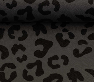 2.WAHL - Kunstleder - Fashionstoff - Happy Leo - Cherry Picking - Dunkelgrau/Schwarz