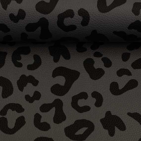 2.WAHL - Kunstleder - Fashionstoff - Happy Leo - Cherry Picking - Dunkelgrau/Schwarz